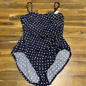 Sandcastle by Catalina Retro Pin Up Polka Dot One Piece Bikini Blue Vintage 12
